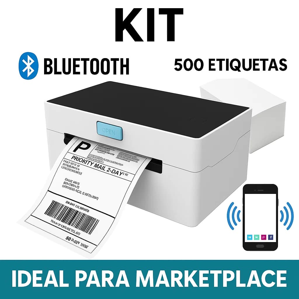 Impressora Térmica Bluetooth Usb Ecommerce Marketplace + 500 Etiquetas