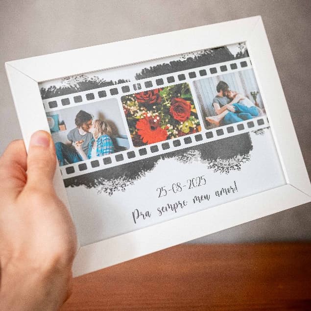 Quadro com Foto 15x21cm Personalizado - Data especial - Presente Criativo Namoro, Casamento, Decoração