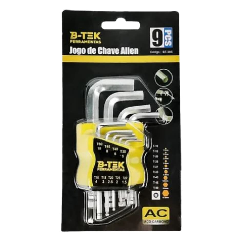 Jogo De Chave Allen  Kit 9 Peças B-tek Versatil Carro Moto Uso