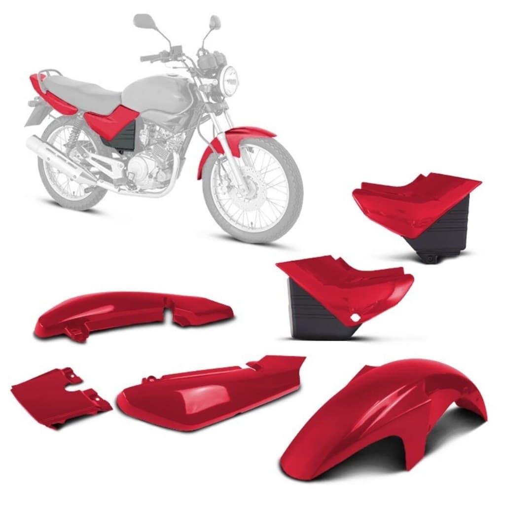 Kit Carenagem 3 Peças paralama rabeta tampa Yamaha Ybr 125 2004 2005 2006 2007 2008 Prata
