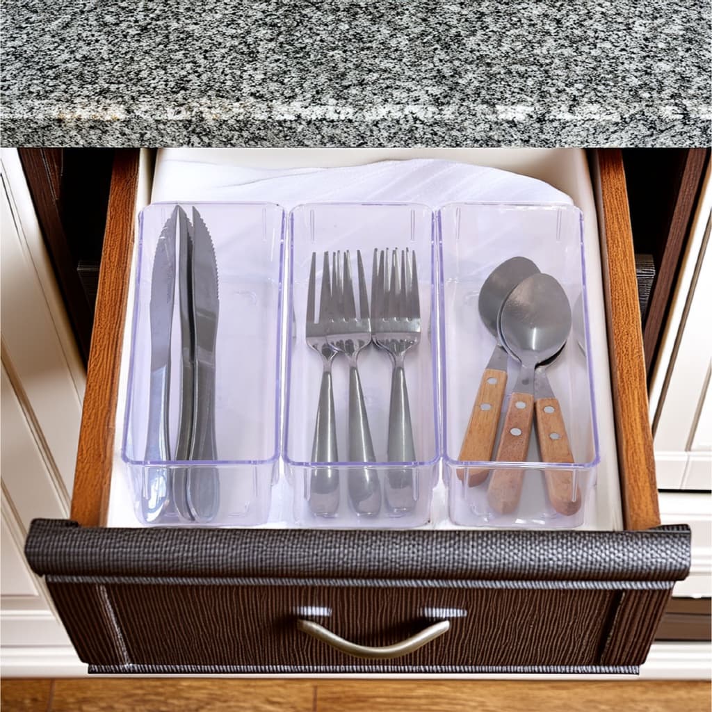 Organizador de talheres, acrílico, gaveta multiuso, modular 4 peças