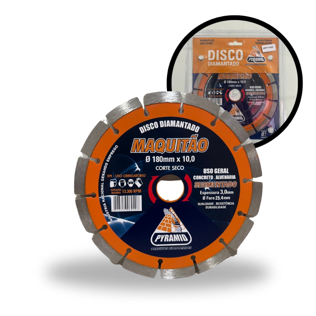 Disco Diamantado (180mm) Corte Contínuo Turbo Segmentado - Serra Circular Concreto