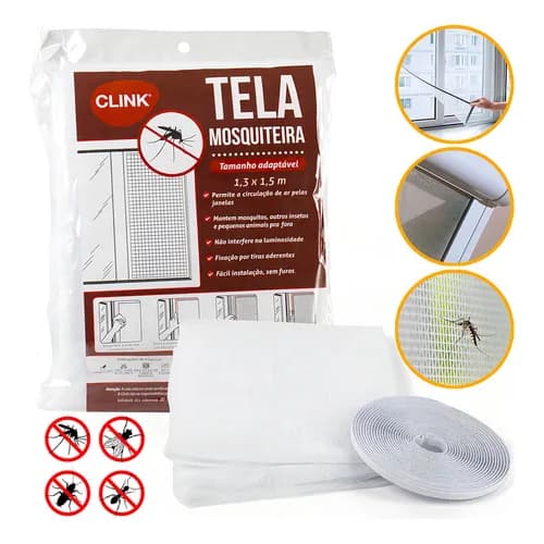 Tela Mosquiteira Janela Velcro Ajustável Anti Inseto 130x150 Cor Branco