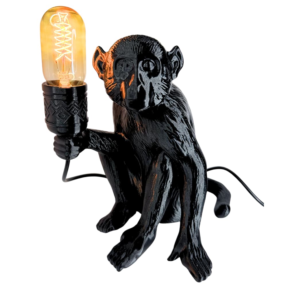 Luminária de Mesa  Abajur  em Formato de Macaco – Preto Brilhante