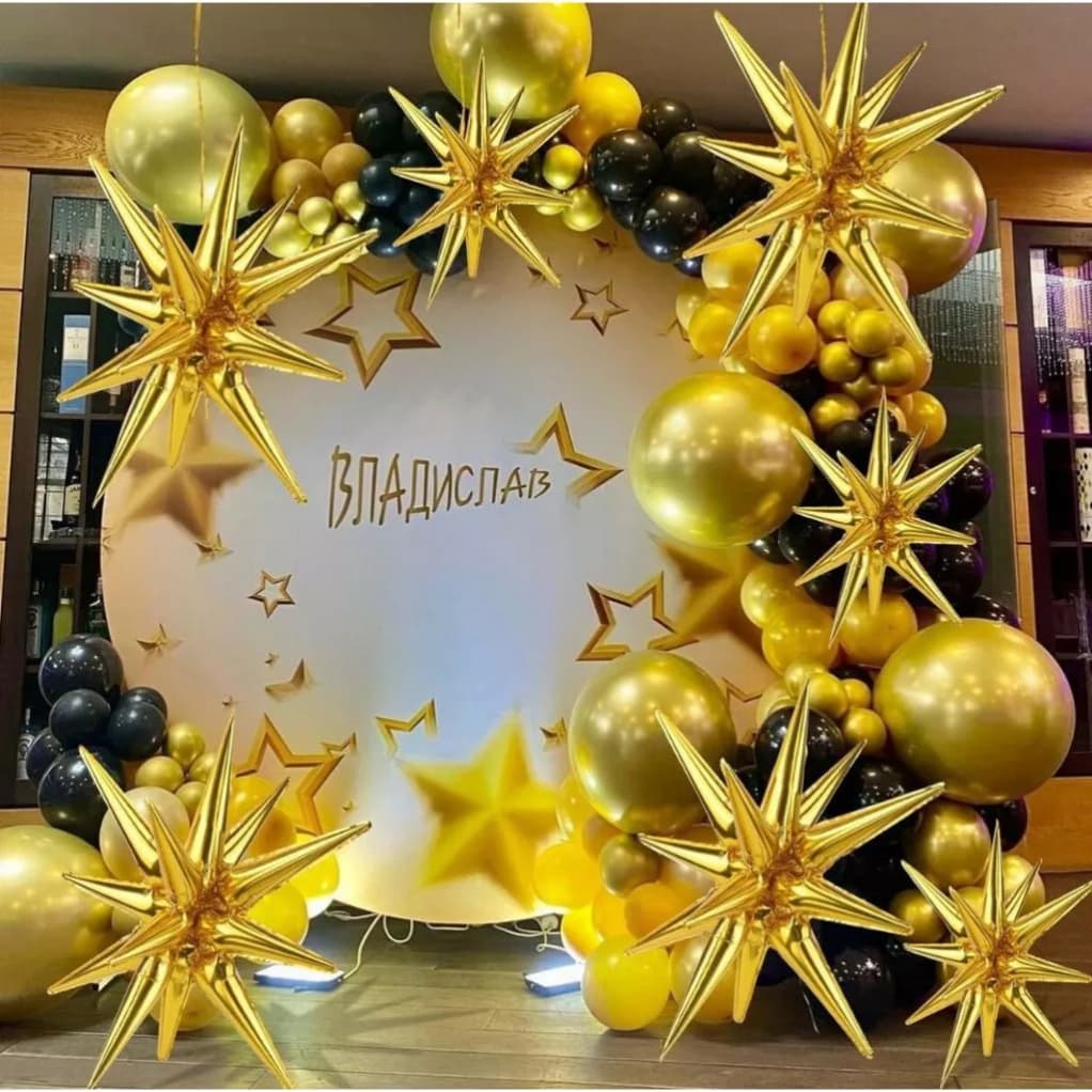Balões Metalizado Estrela 65Cm kit 5/10 Decoração Festa Natal Ano Novo