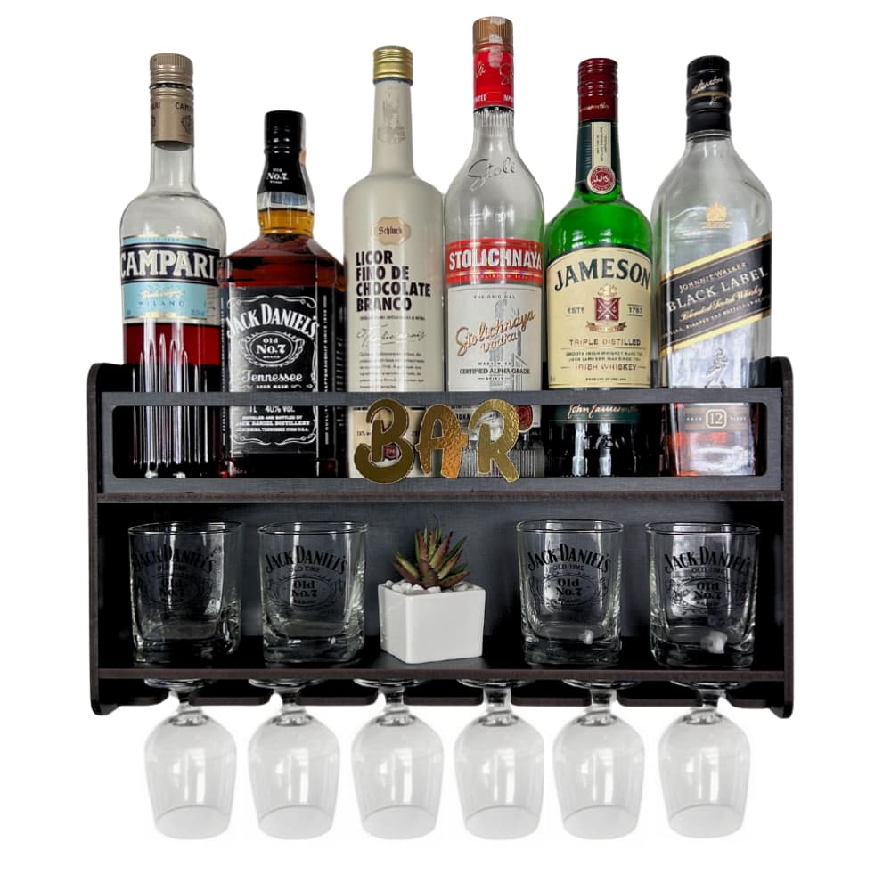 Barzinho de Parede Aparador Para Bebidas Para Sala Tema Bar - 49x26 Cor Preto