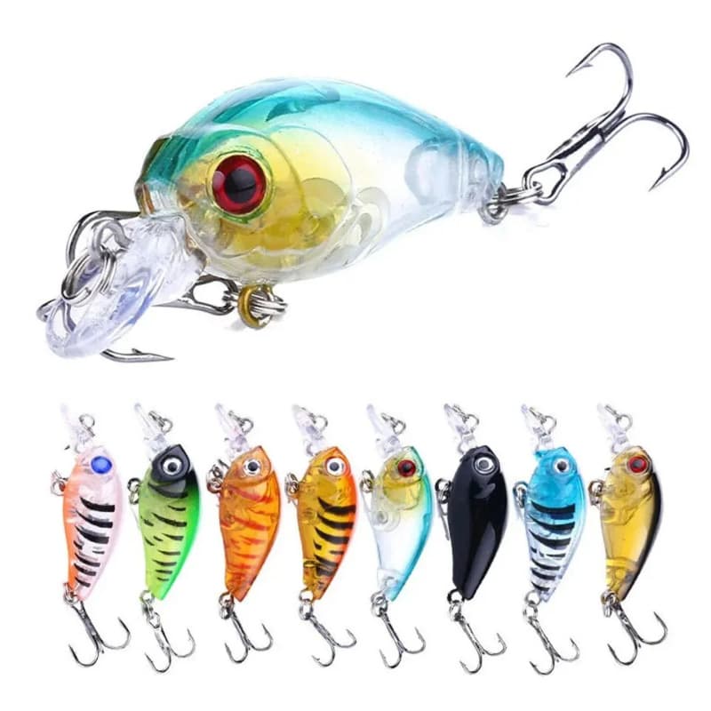 Kit 8 Isca Artificial Crankbait Wobbler Superfície 4,5cm 4g + Caixa