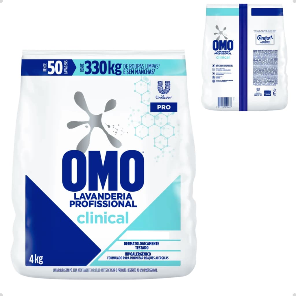 Sabão Em Pó Omo Clinical Hipoalergênico 04kg Leve Aroma Dermatologicamente Testado