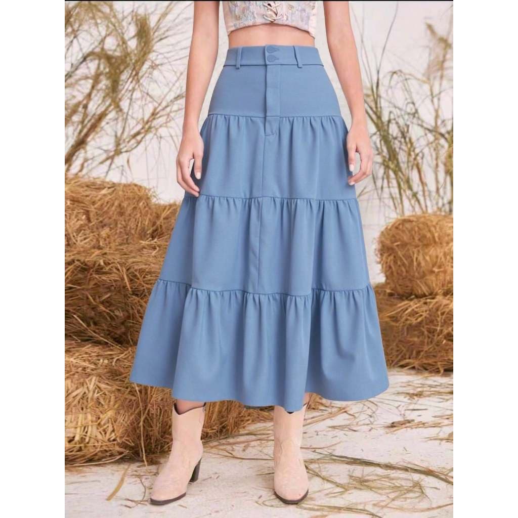 Liu Fashion Saia Longa Casual De Férias De Uma Fileira De Botões Em Cor Sólida Para Mulheres Roupa De Praia Elegante