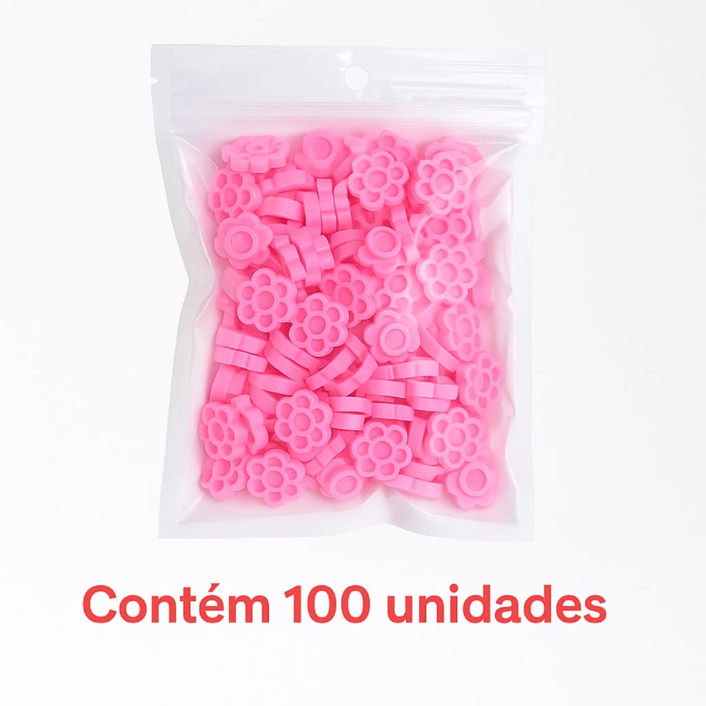Kit 100 Batoques Flor Colmeia Rosa Para Cola Suporte Extensao De Cilios