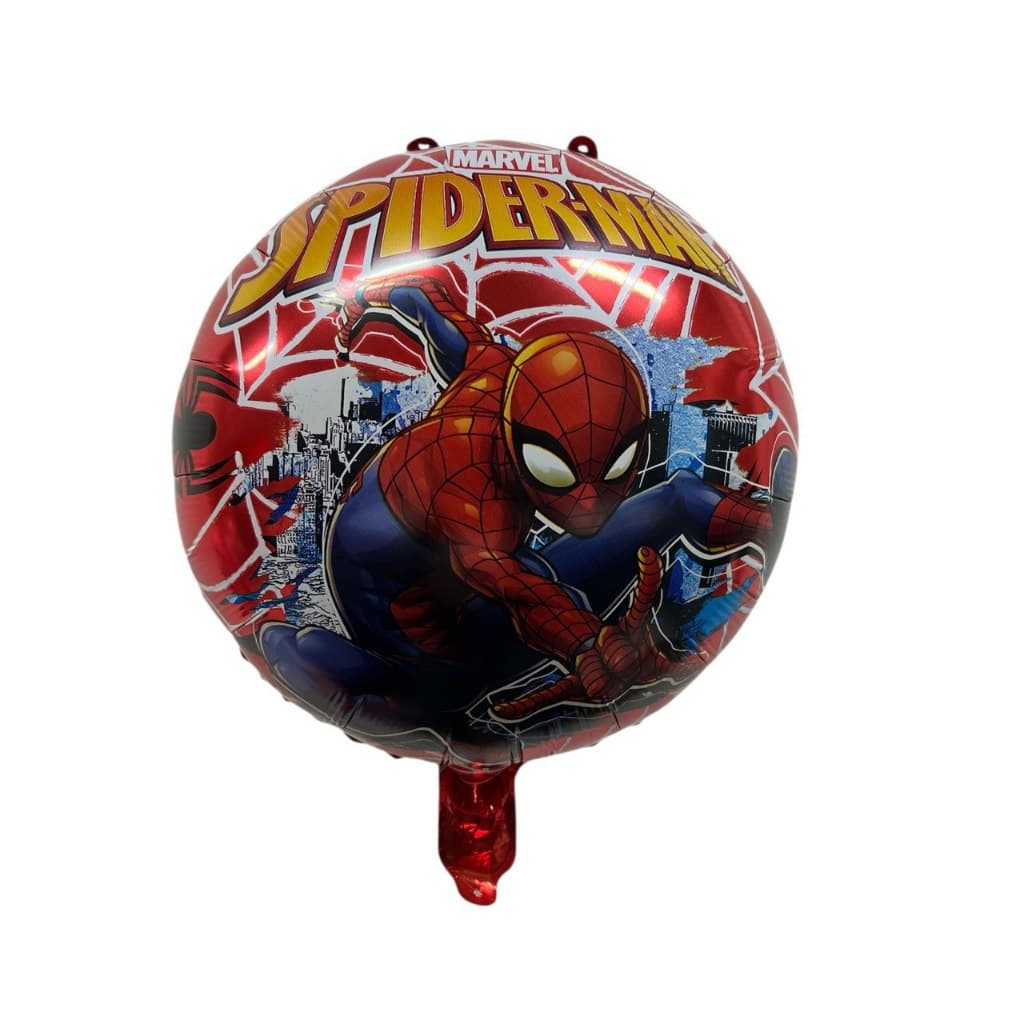 Kit/C 5 Balão Metalizado Homem Aranha Redondo Frente/Verso 45cm Vermelho Decoração Aniversaio
