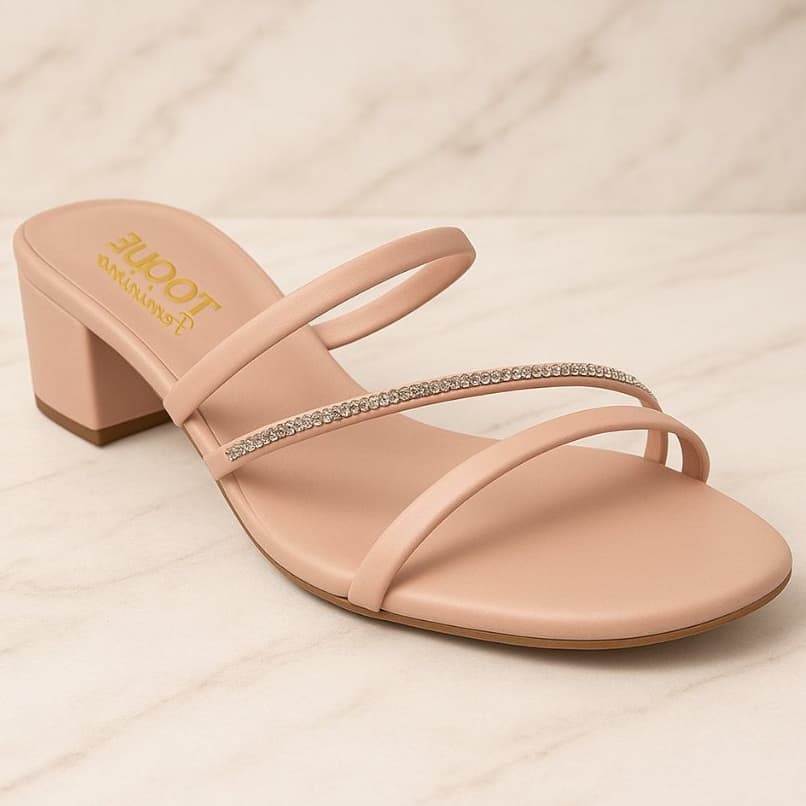 Sandália Tamanco Feminino Salto Baixo Tiras Strass Confortável Leve Casual Várias Cores Cristy