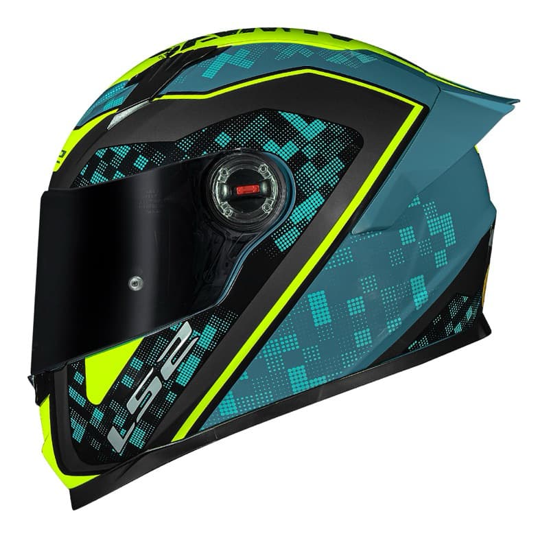 Capacete LS2 FF358 Strike Verde Azul Moto Fechado Original com Viseira e Selo Inmetro