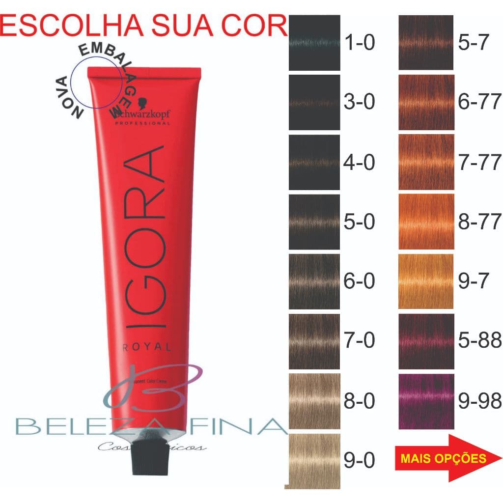 COLORAÇÃO PROFISSIONAL IGORA ROYAL SCHWARZKOPF PROFESSIONAL - ESCOLHA A SUA COR e QUANTIDADE