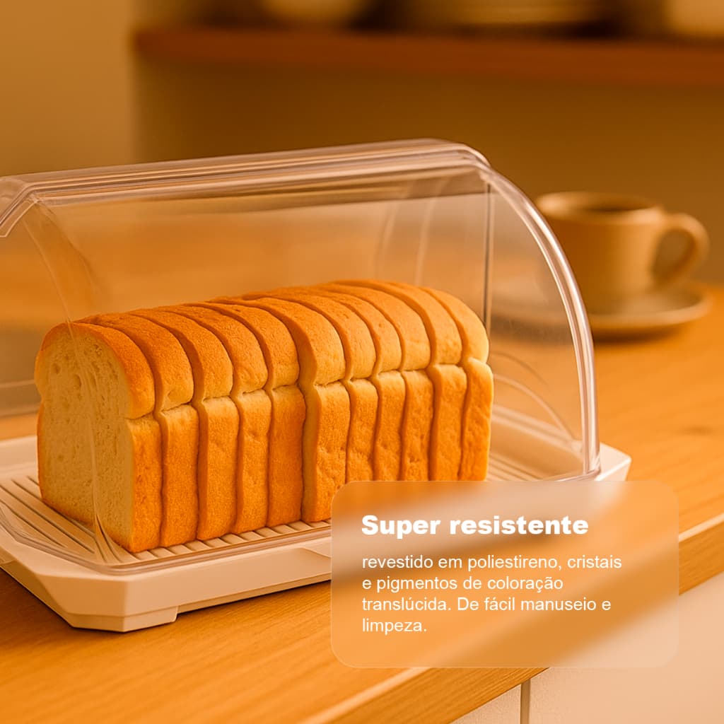 Porta-Pão Premium UZ – Tampa Articulada Design Moderno Branco