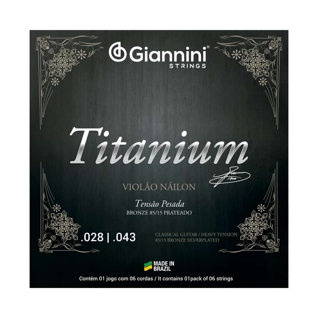 Encordoamento  Violão Náilon Tensão Pesada 6 cordas Giannini Titanium Bronze 85/15 GENWTA Pesada