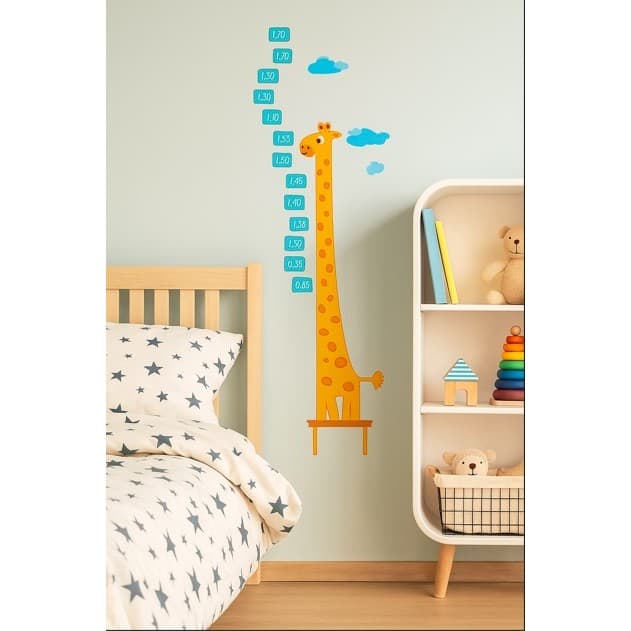 Adesivo Régua de Crescimento Infantil | Modelo Girafa | Decoração Quarto de Criança e Bebê