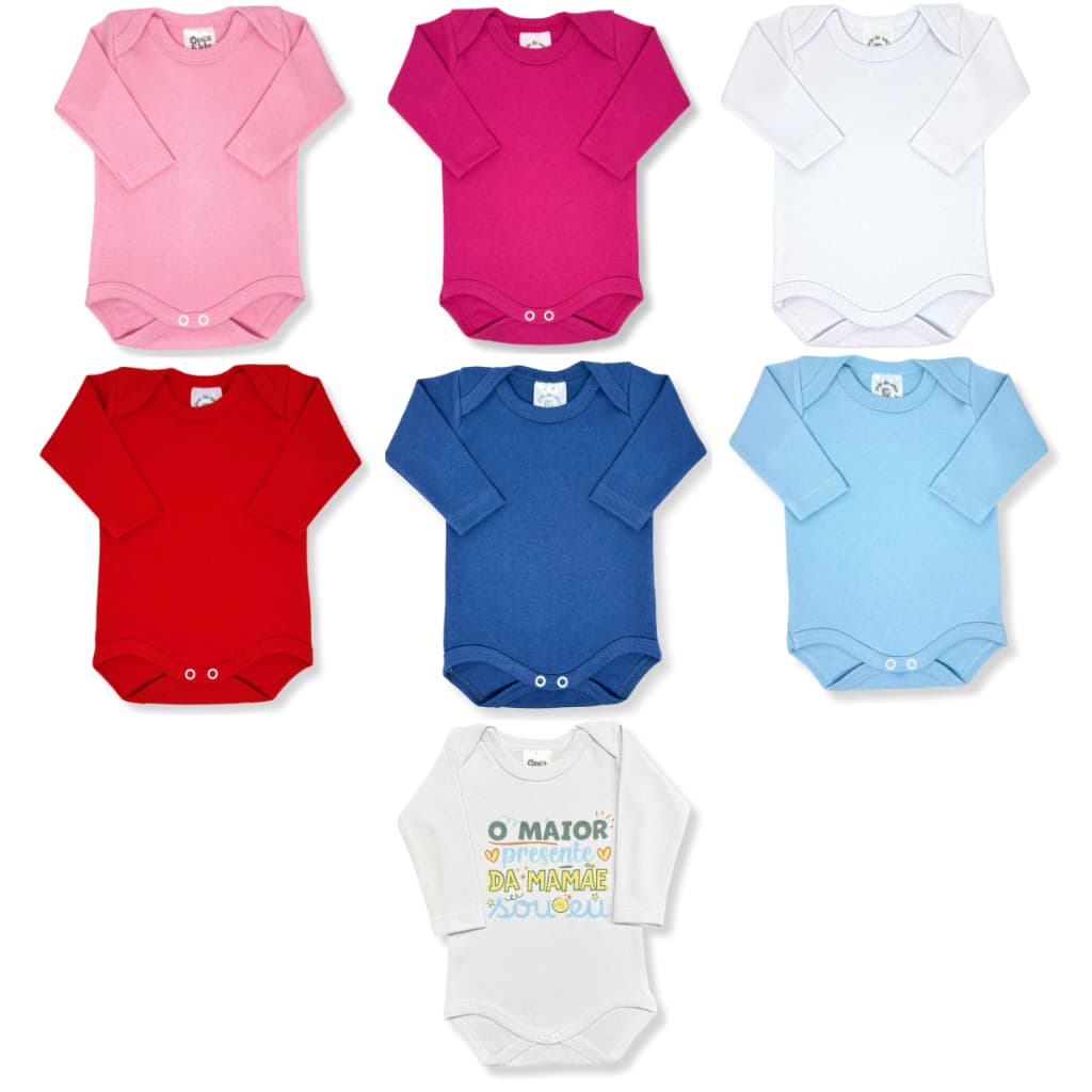 Kit 4 Body Bebê Manga Longa Suedine 100% Algodão Inverno Neutro Premium Menino Menina Liso