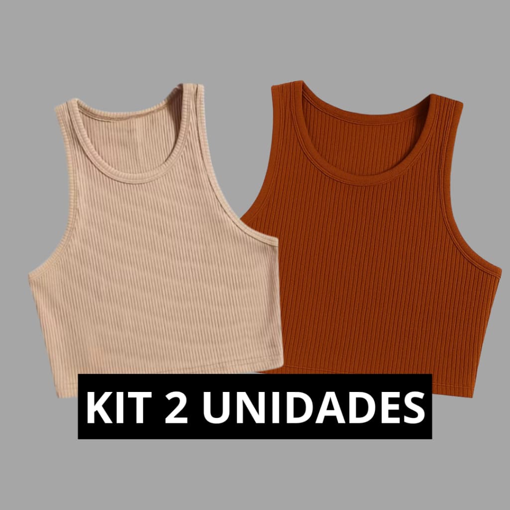 Hiper Kit 2 Cropped Regata Regatinha Blogueira Top Canelado