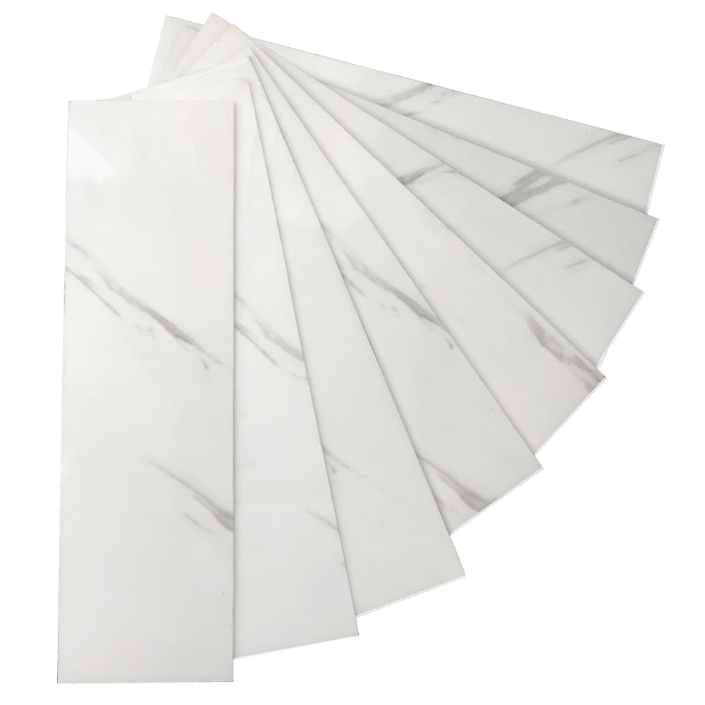 Tijolinho Marmore Branco Jazz Adesivo Flexivel p Parede 30x7,5cm - 24 Un.