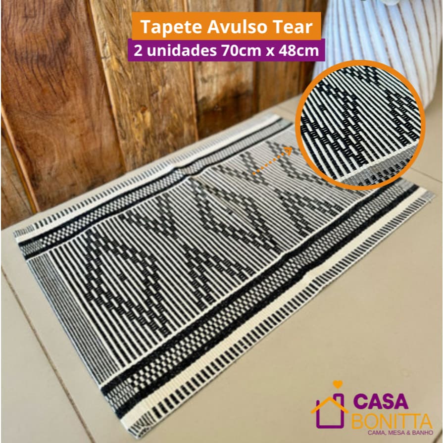 Tapete Avulso Zurick  Tear 70cm x 48cm Tear Artesanal Algodão