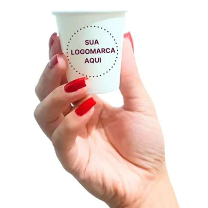 kit Copo Papel Bio Café Branco 100ml Personalizado todos as logos brinde