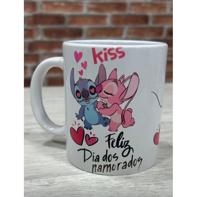1 Caneca + 1 Chaveiro Caneca Porcelana Tema Dia Dos Namorados