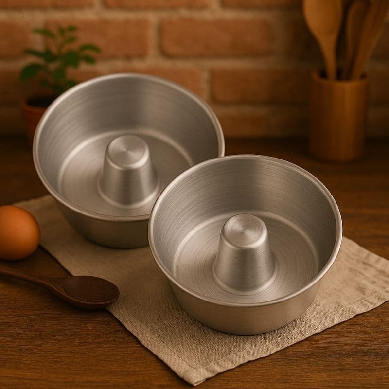 Forma de Pudim,1 unidade com 1,8L N°22 ou kit com 6 Forminhas de 300ml N°12 para Porção Individual.