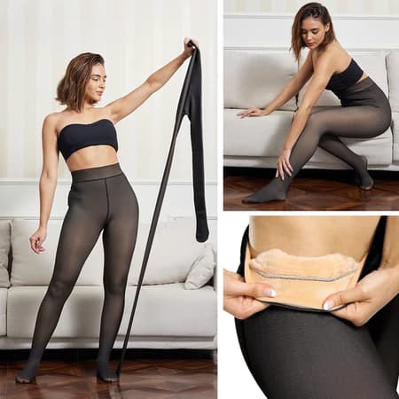 Meia-Calça Feminina Legging Térmica Forrada Peluciada Lã Super Elástica Slim Quente Modeladora