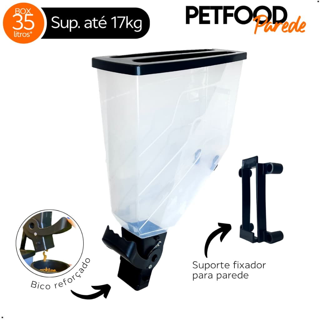 Galão Armazenador de Ração Grãos Cereais Cães Cachorro Petshop Slim 35L - 10KG a 13KG