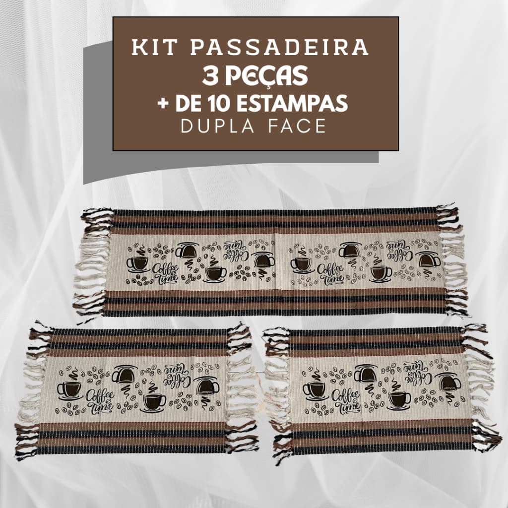 Kit Jogo Passadeira e Tapete de Cozinha 3 Peças Pano Muito Grosso Alta Qualidade Luxo Grande