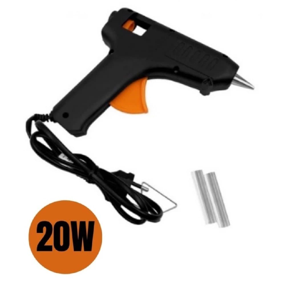Pistola De Cola Quente Bivolt 20w + Bastões De Cola Fino (10, 20 ou 30 Bastões) Revolver 110v e 220v