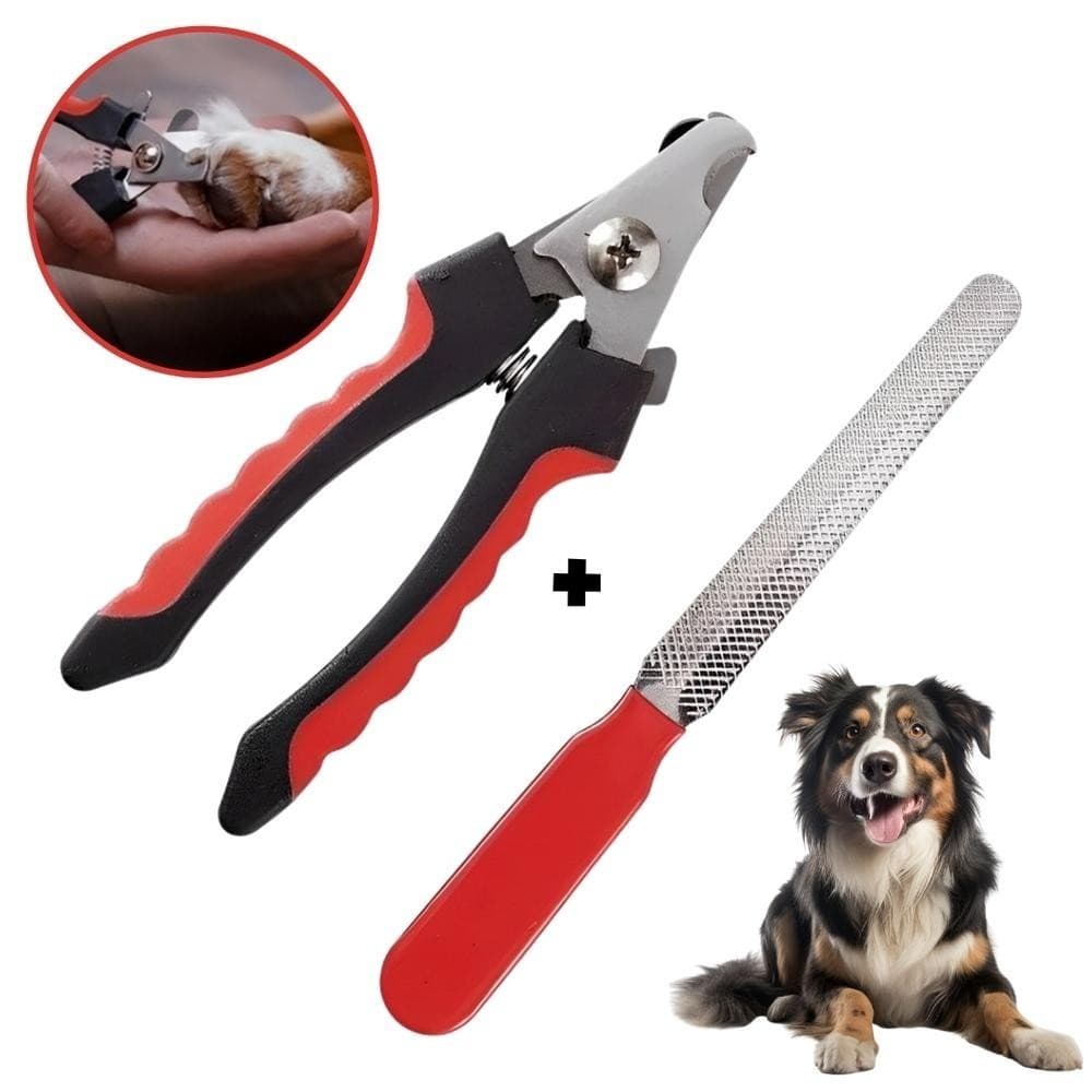 Kit Cortador Alicate + Lixa De Unha Gatos E Cães Grande Cortador de Unha Pet para Cachorro Higiene
