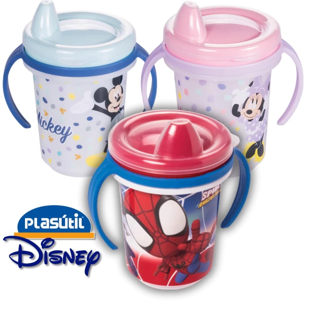 Copo Plástico Com Alça/Sem Alça Mickey Mouse/Minnie Mouse/Homem Aranha - Plasútil