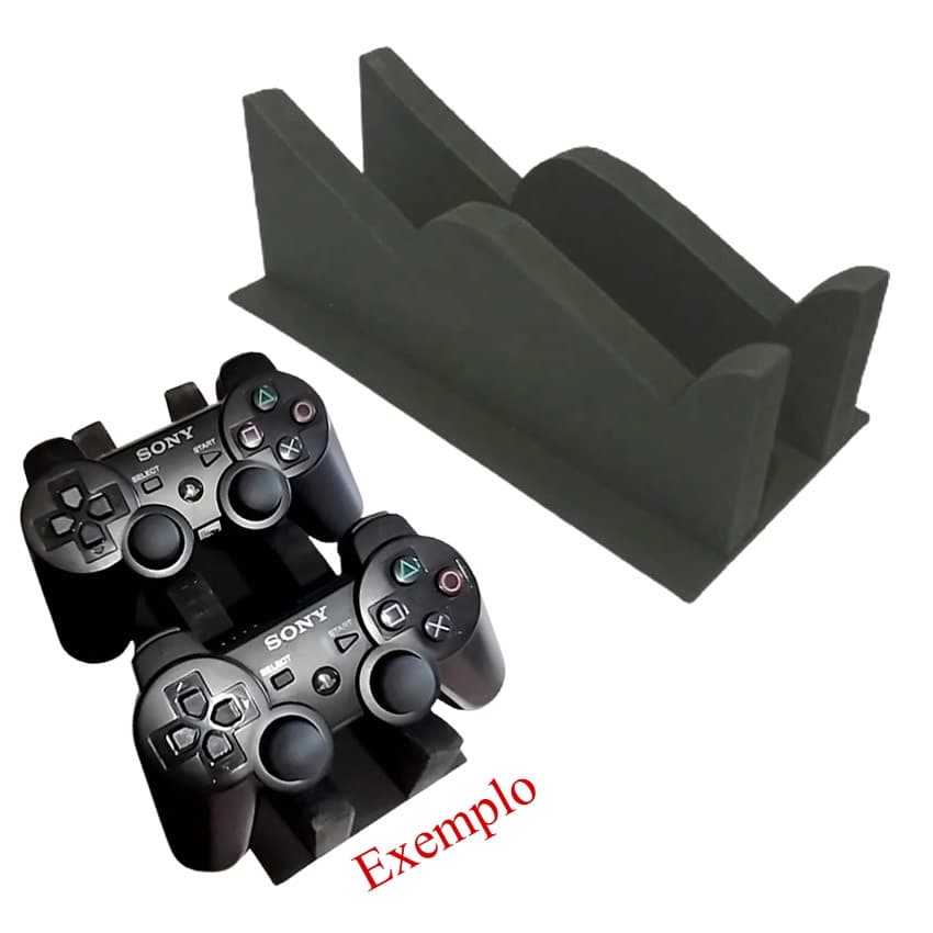 Suporte para 02 Controle Game PS1 PS2 PS3 PS4 PS5 Xbox One 360 Gamer - Gamepad doca de mesa - em Mdf