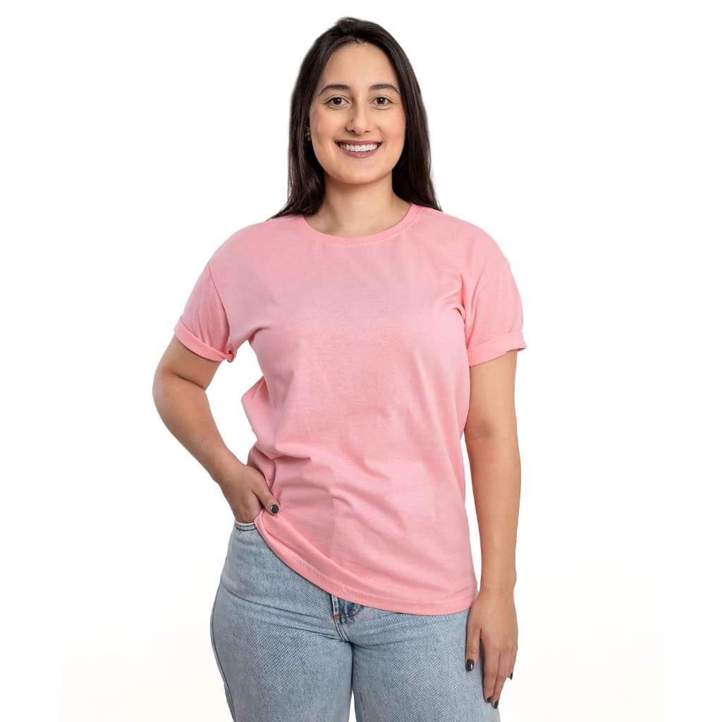 Camiseta Basíca T-Shirt Feminina 100% Algodão Lisa Promoção Gola Redonda Oversized Dia Dia - Promoção Frete Grátis