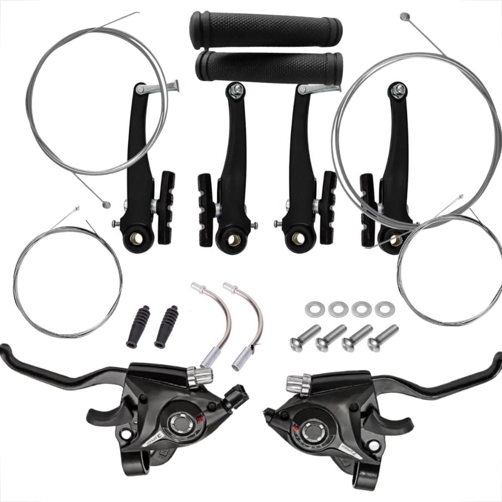 Kit Freio V-brake Nylon Cabos Freio e Marcha Completo Bike Passador Alavanca De Câmbio 21 Velocidade