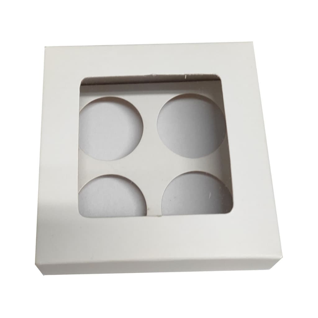 Caixa para 04 Doces 8x8x4 Visor PET Com Berço Embalagem para Docinho Professores Mãe Namorados