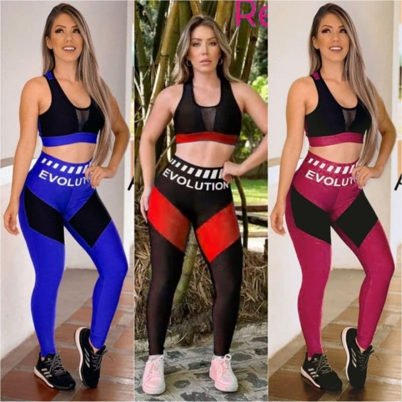 Conjunto feminino fitness roupa de academia conjunto croped e calça para malhar caminhada corrida