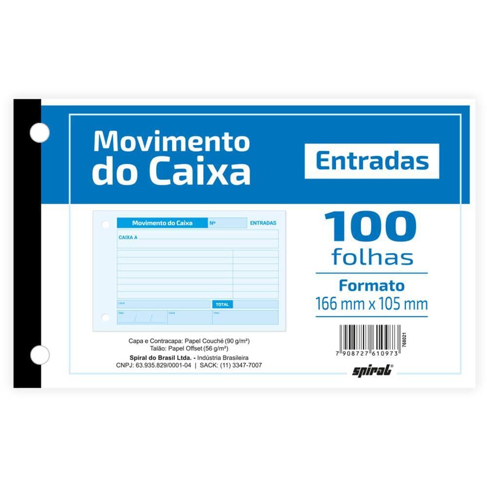 Movimento do Caixa Entrada, 100 folhas, 166 mm x 105 mm - 1 UN