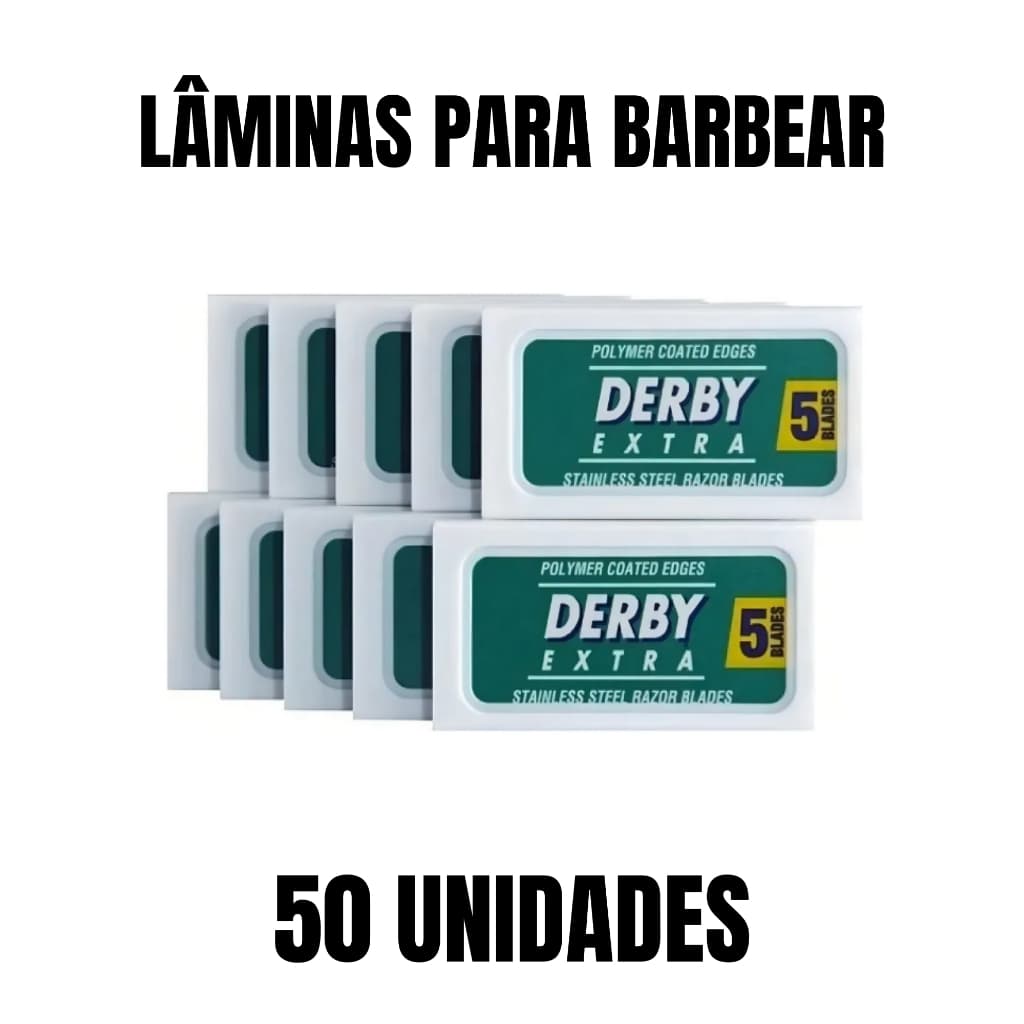 50 Lâminas Para Barbear Derby Extra Verde Profissional