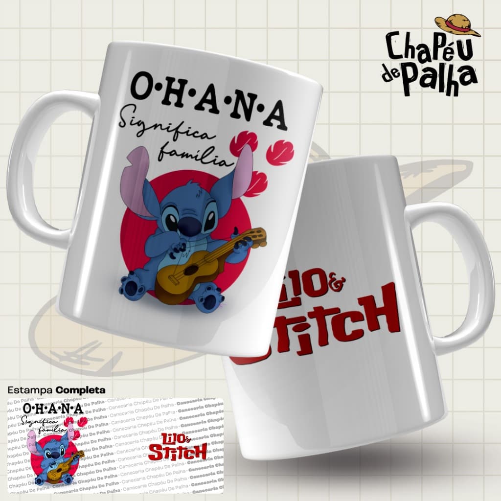 Caneca Lilo & Stitch Porcelana 325ml – Filme Disney – Presente Nerd Geek
