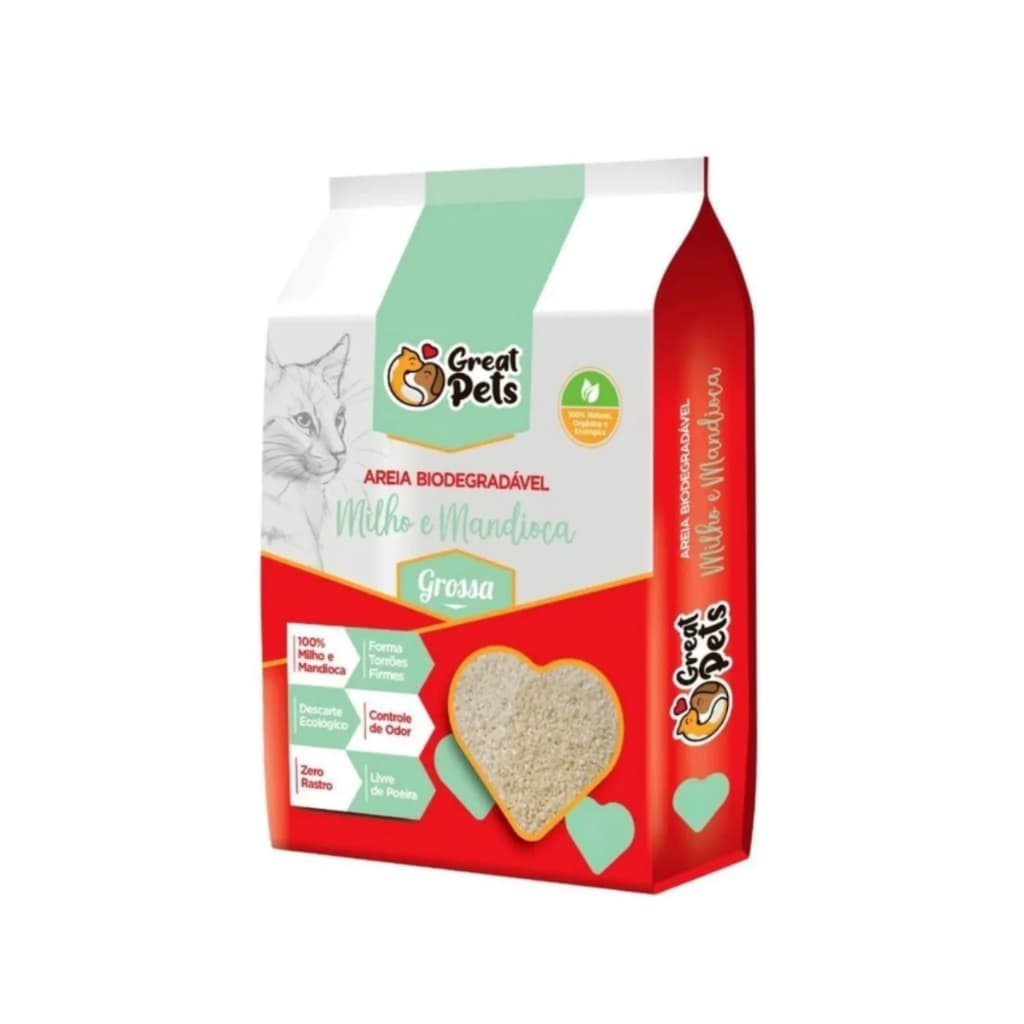 AREIA BIODEGRADAVEL MILHO/MANDIOCA GREAT PETS GROSSA 2KG