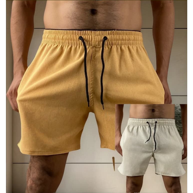 KIT 2 short bermudas masculino LINHO PREMIUM conforto com 2 bolsos lateral