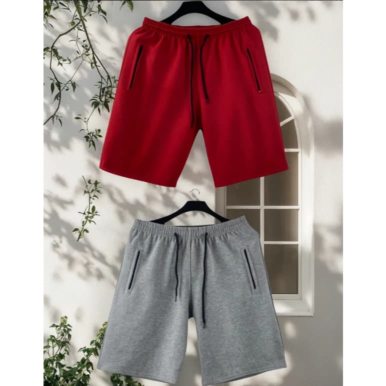 KIT 2 bermudas moletom masculino adulto com 2 bolsos lateral com ziper