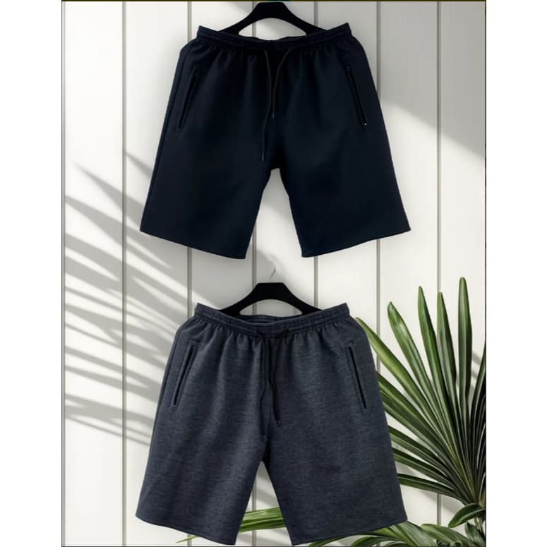 KIT 2 bermudas moletom masculino 2 bolsos lateral com ziper