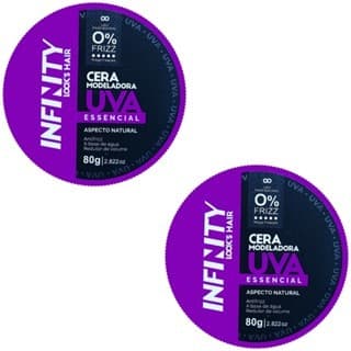Kit 2x Cera Modeladora Uva 80g Infinity Looks Hair | Fixação Forte | Brilho Intenso | Sem Frizz | Controle Total