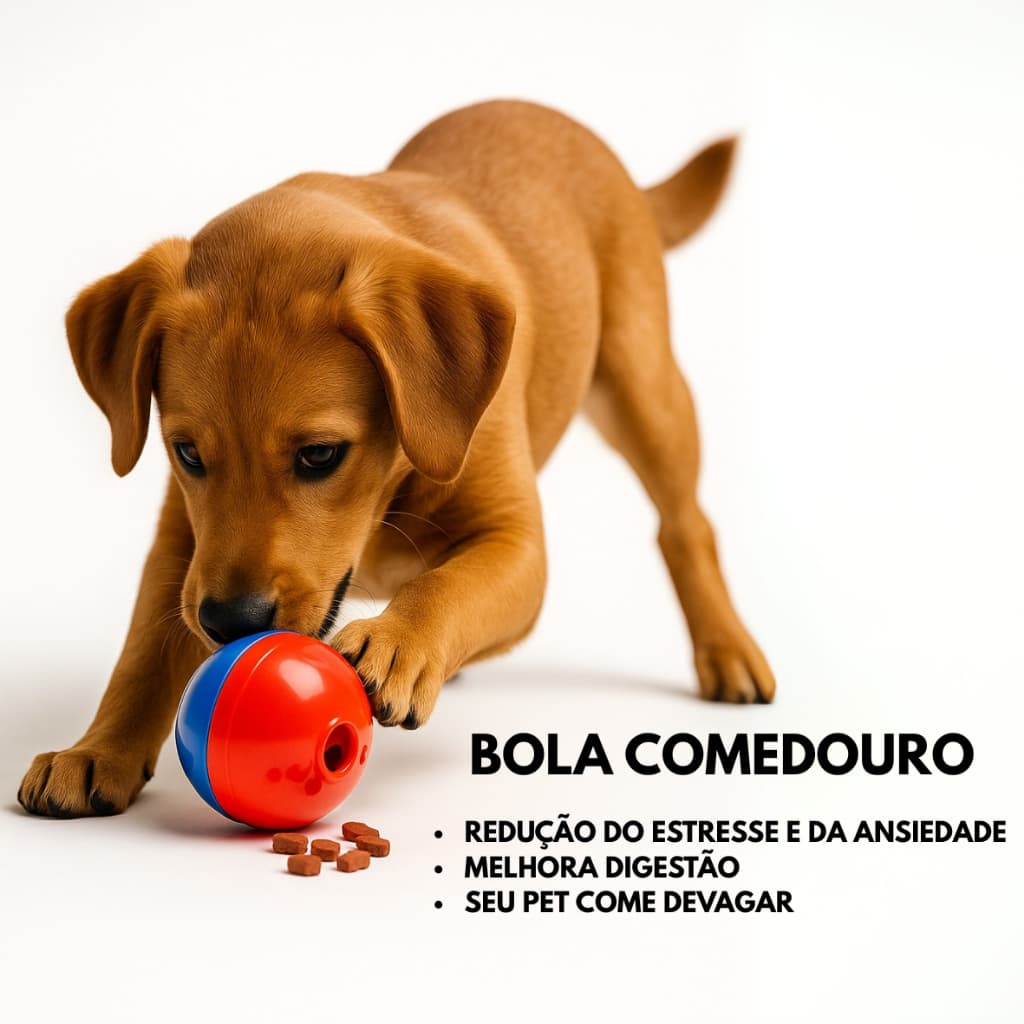 Brinquedo Bola e Comedouro Lento, Anti Stress, Ansiedade e Interativo para Cães Redondog Pet Games
