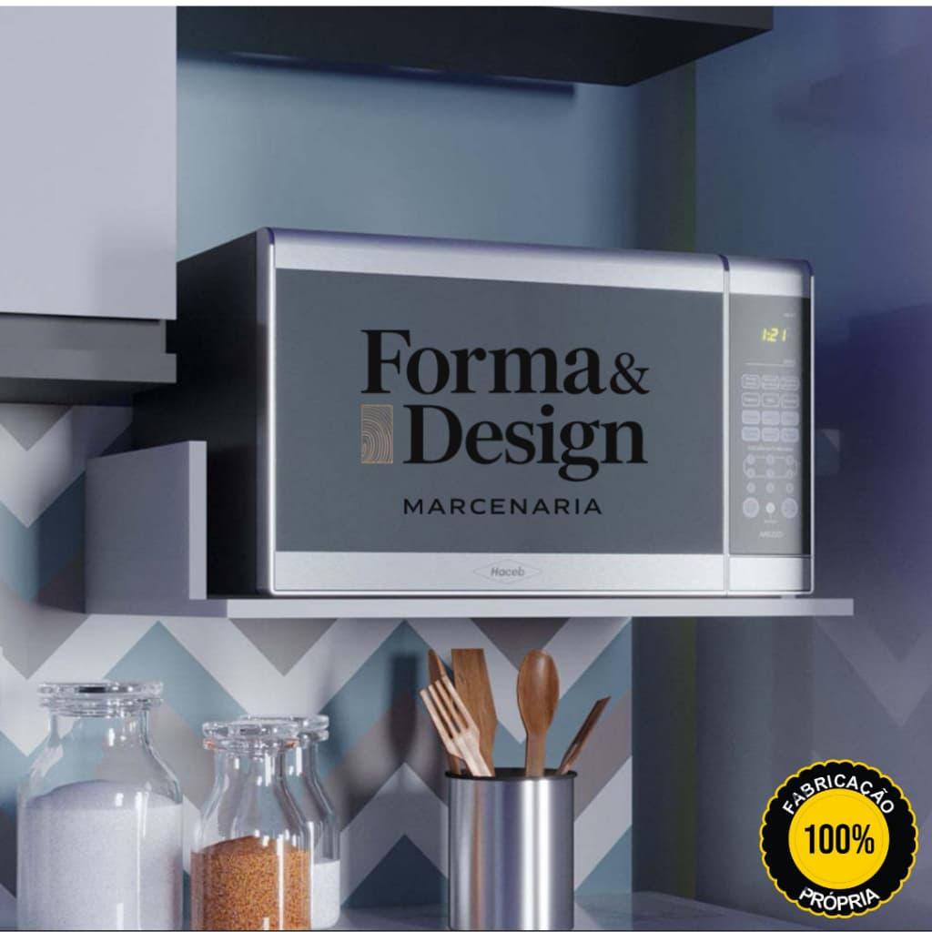 Suporte para Micro-ondas  forno de MDF 60cmx40cm Cor branco Cozinha Resistente e Fácil de Instalar
