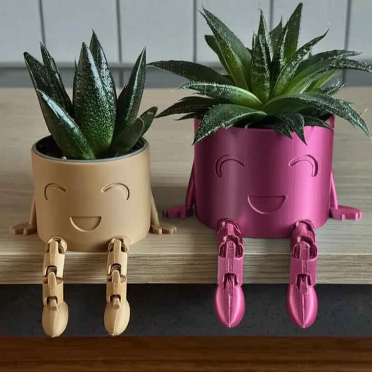 Mini Vaso Decorativo Vaso Feliz em Impressão 3D - Pernas Articuladas - Design Exclusivo